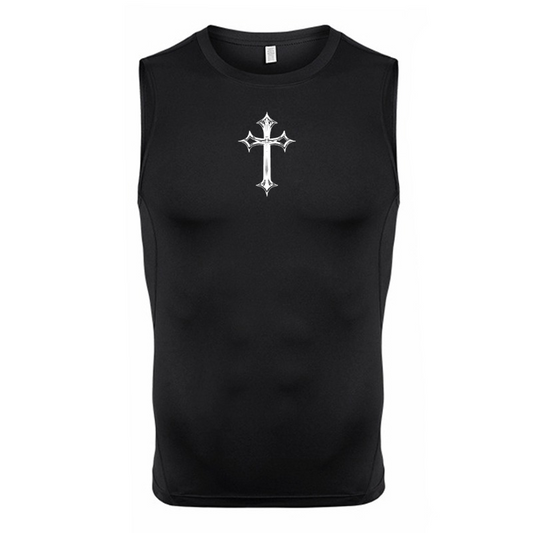 Sharp Cross Sleeveless Compression Shirt